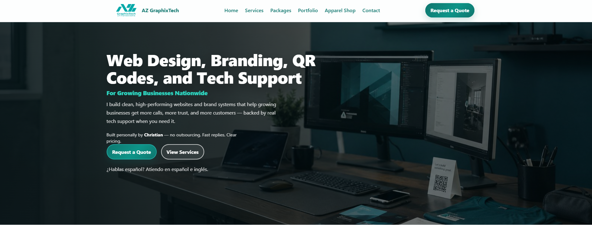 AZ GraphixTech business website homepage preview